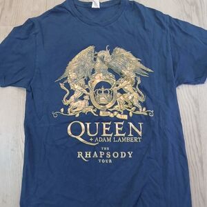 Queen + Adam Lambert Blue T-Shirt Medium Band Tee